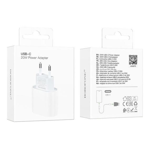 Мережевий зарядний пристрій Borofone BA100A 1USB-C PD/QC 20W | Зображення 1