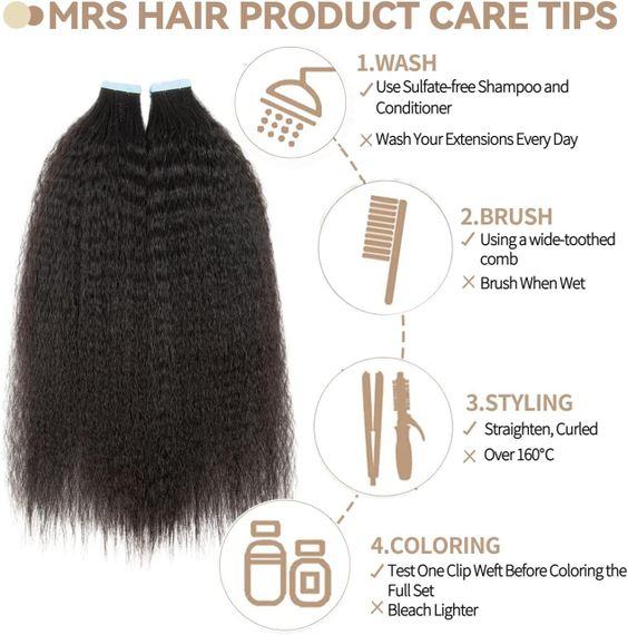 Накладні пасма на клейкій основі, текстура Афро, натуральне чорне волосся 50 см, стрічкове нарощування для обʼєму | Зображення 3