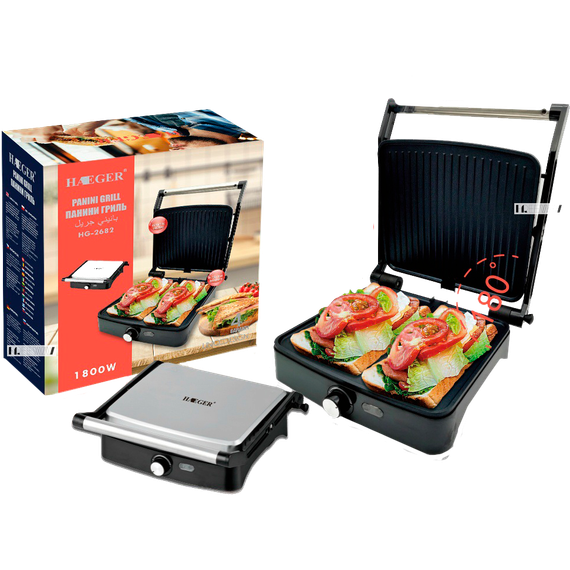Електрогриль контактний (притискний) Haeger HG-2682 сріблястий 1800W (HG-2682_1022) | Зображення 7