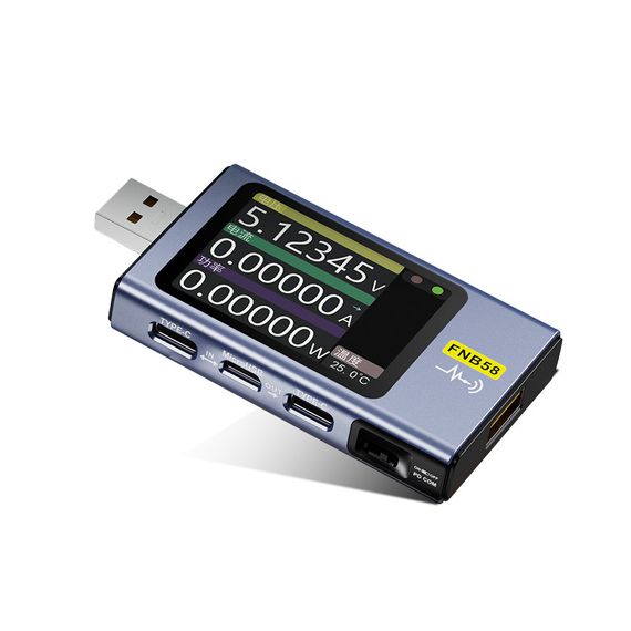 USB тестер Fnirsi FNB58 напруги (4-28V) та струму (0-7A), Bluetooth, Box | Зображення 1