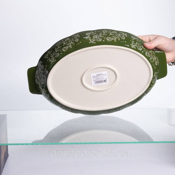 Форма для запекания Vintage 35×22×5 (см) овальная с ручками Зеленая HM05-03 | Зображення 6