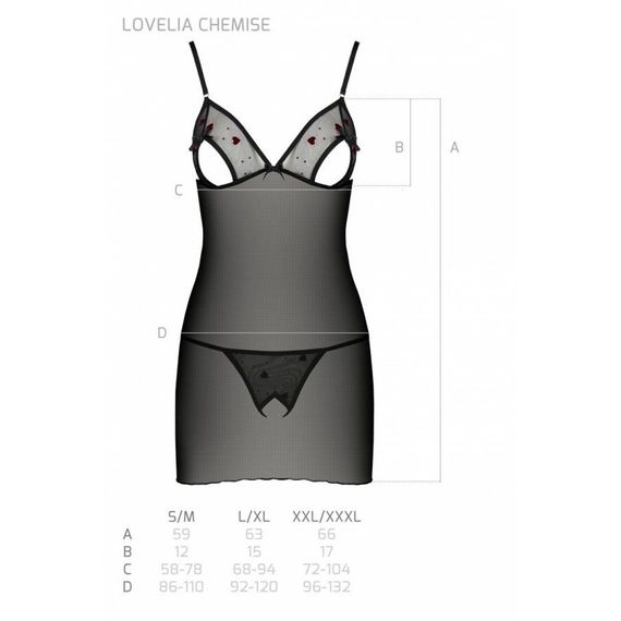 Сорочка з вирізами на грудях + стрінги LOVELIA CHEMISE black - Passion, L/XL | Зображення 6