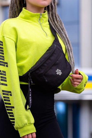 Сумка бананка барсетка через плече Without з принтом BadHair Black | Зображення 2