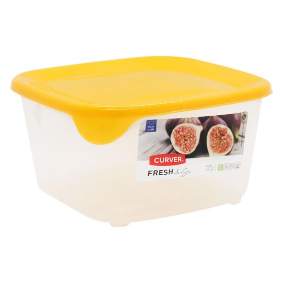 Контейнер для їжі харчовий пластиковий з кришкою Curver Fresh&Go 1.2 л, жовта кришка (00560) | Зображення 1