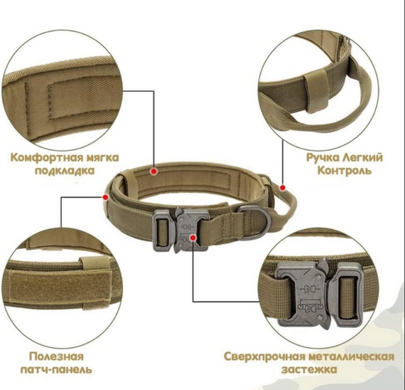 Тактичний нашийник Primo DOG для собак, розмір XL (53-63см) - Khaki | Зображення 4