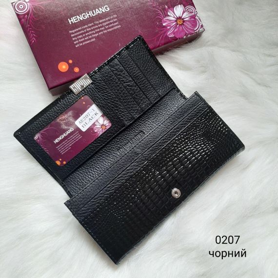 Гаманець жіночий натуральна шкіра лак Чорний | Зображення 6