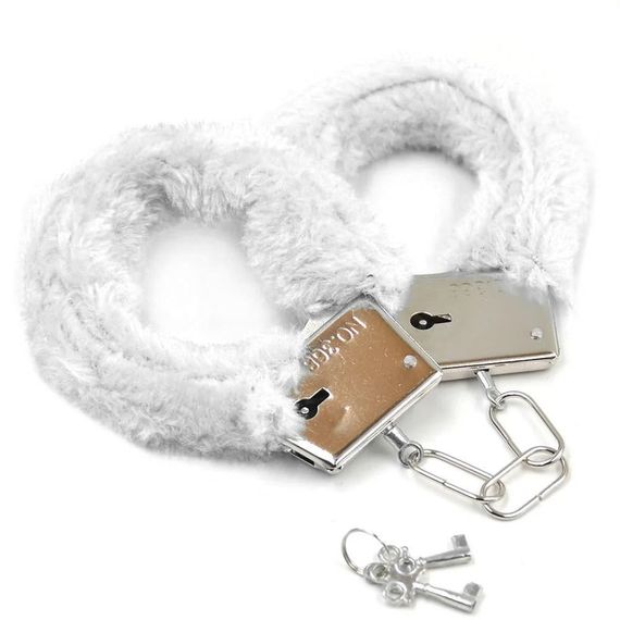 Наручники металеві DS Fetish з білим хутром sexstyle
