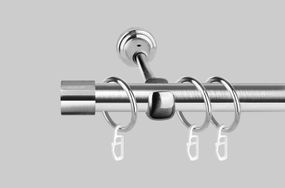 Карниз для штор металевий, однорядний 19 мм Заглушка Сталь 160 див.