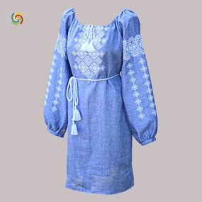 Платье Украинская вышиванка 242107 цвет синий размер L/XL