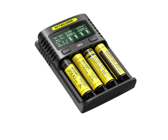 Зарядний пристрій універсальний Nitecore Digicharger UM4, 4 канали, LCD дисплей, підтримує Li-ion, Ni-MH і Ni-Cd AA (R6), ААA (R03), С (R14)