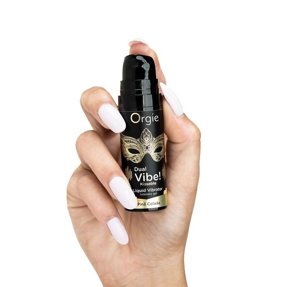 Рідкий вібратор Orgie Dual Vibe! Pina Colada Kissable Liquid Vibrator, 15 мл | Зображення 1