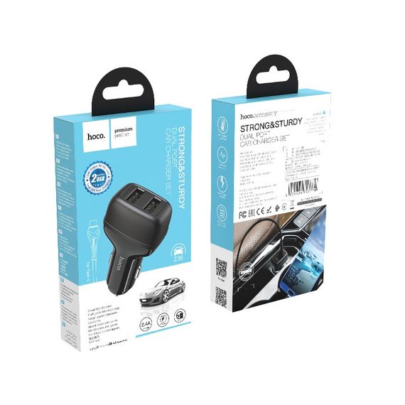 АЗП Hoco Z36 Leader 2.4A (2USB-A) + кабель USB to Type-C Чорний | Зображення 5