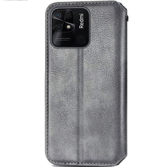 Шкіряний чохол-книжка GETMAN Cubic (PU) для Xiaomi Redmi 10C Штучна шкіра, Слот для візитки, Сірий | Зображення 1