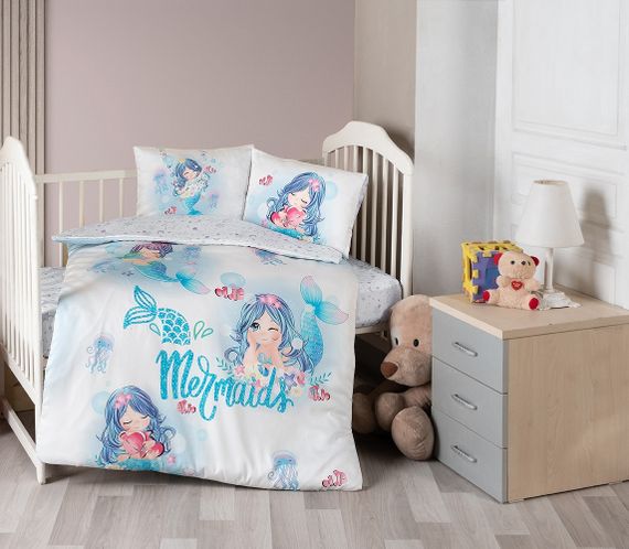 Комплект постельного белья для новорожденных First Choice Baby Digital Satin 100х150 см. Mermaid