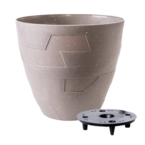 Вазон Керамо зі вставкою 24,5*22см капучіно бетон Алеана
