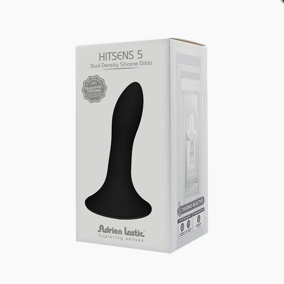 Дилдо з присоскою Adrien Lastic Hitsens 5 Black, відмінно для страпона, діаметр 2,4 см, довжина 13см Sex Aura | Зображення 1