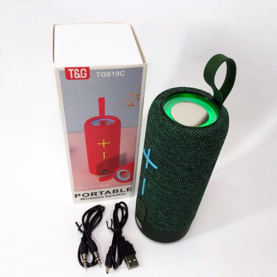 Портативна Bluetooth колонка TG619C FM-радіо USB/TF з ремінцем, колонка з акумулятором. Колір: зелений | Зображення 4