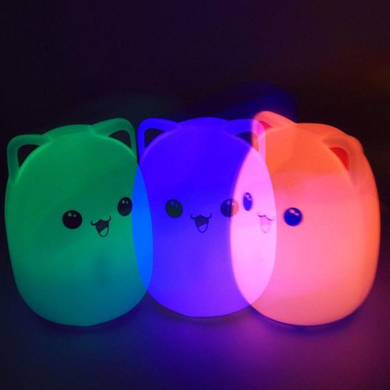 Силіконовий нічник "Котик" з USB, 7 режимів / Дитячий LED світильник / Сенсорний нічник в дитячу кімнату | Зображення 4