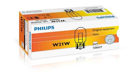 Указательная лампа накаливания PHILIPS 12065CP W21W 12V 21W W3X16d | Зображення 1
