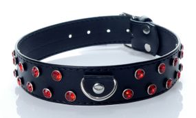 Нашийник зі штучної шкіри з кристалами Fetish Boss Series - Collar Red Crystal, BS3300122 Sex Aura