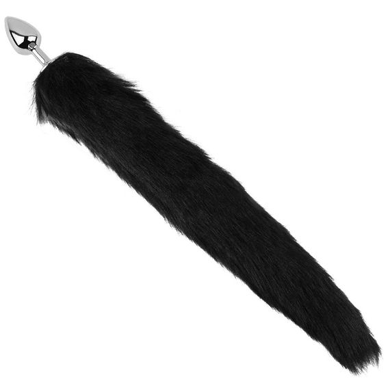 Анальна пробка з хвостом EGZO - Fox Tail Silver Plug Black, size S Sex Aura | Зображення 1