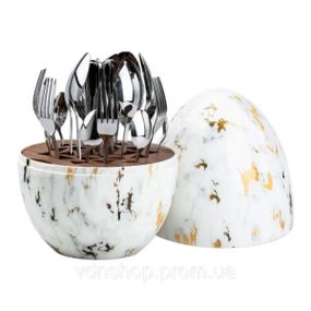 Набор столовых приборов на 6 персон из нержавеющей стали 24 штуки с подставкой Яйцо Мрамор HP7885