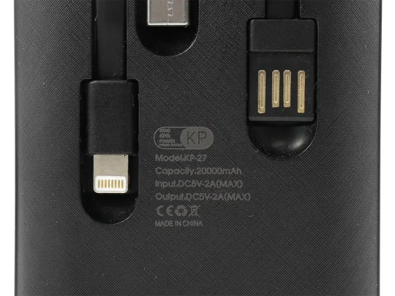 Power Bank с электронным экраном с набором кабелей KP KP-27 20000mAh Внешний аккумулятор для зарядки | Зображення 7