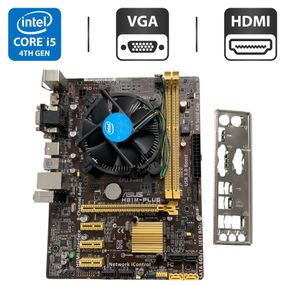 Комплект: Материнська плата Asus H81M-Plus / Intel Core i5-4570 (4 ядра по 3.2 - 3.6 GHz) / Socket LGA 1150 / Задня заглушка б/в