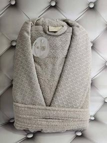 Халат чоловічий+рушник (50х90см) Pupilla Mila Bej Махра