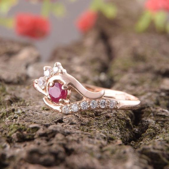 Кольцо из красного золота с рубином 18.5 | Зображення 2