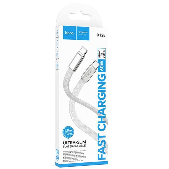 Дата кабель Hoco X125 Surplus 2in1 Type-C to Lightning/Type-C 60W (1m) White | Зображення 2