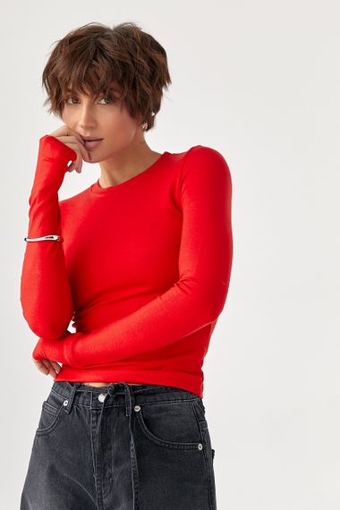 Однотонний еластичний лонг - червоний цвет, S (є розміри)