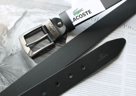 Стильный кожаный мужской ремень Lacoste black | Зображення 3