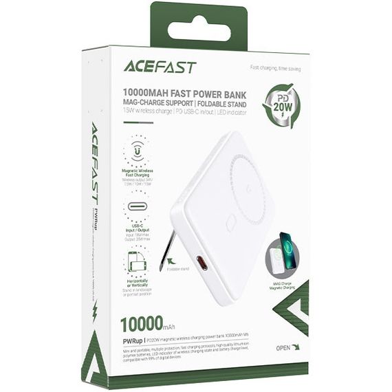 УМБ Acefast Magnetic Wireless 10000mAh 20W PD,QC 3.0, QI 20W M6 White | Зображення 4