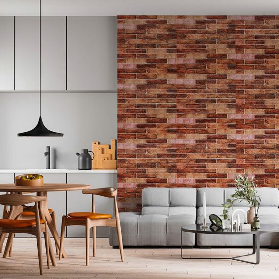 Самоклеюча 3D панель під коричневу цеглу катеринослав Sticker Wall 20000х700х3мм | Зображення 7