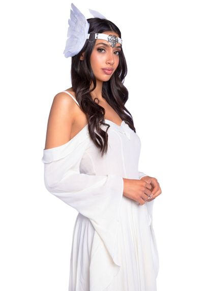 Пов’язка на голову з крилами Leg Avenue Feather headband White, пір’я та натуральна шкіра | Зображення 2