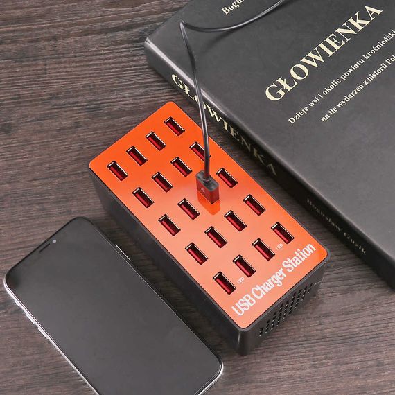 Мультизарядное устройство на 20 USB портов Addap MCS-A5, док-станция, 80W, orange (7379) | Зображення 7