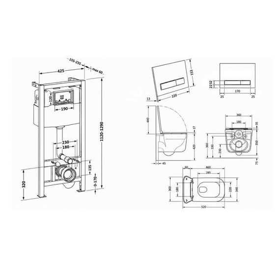 Готовое решение Qtap для ванной комнаты: подвесной унитаз Gemini Ultra Quiet 520×360×350 + комплект инсталляции Nest 4 в 1 | Зображення 1