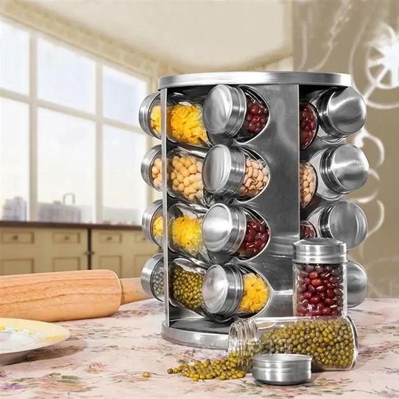 Набір для спецій зі скляними баночками та металевими кришками, XPRO, Spice carousel №A2-31 (234570166_505) | Зображення 2