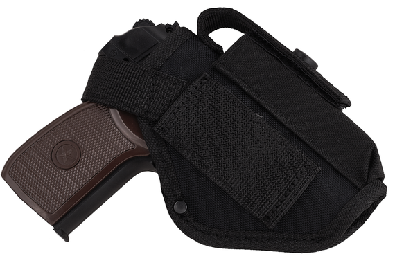Кобура для пістолета Макарова ПМ поясна із чохлом під магазин лівостороня oxford чорна 0011601 ms | Зображення 1