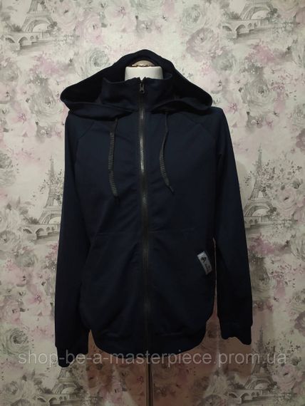 Худі чоловічий темно - синій осінній весняний толстовка світшот анорак футер двонитка 64