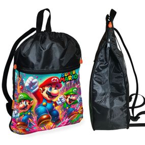 Рюкзак-мешок для обуви,спортивной формы Супер Марио "Super Mario" детская сумка для сменки (01322)
