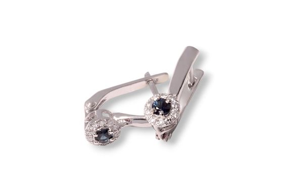 Серьги из белого золота с сапфирами и бриллиантами S-0354 | Зображення 3