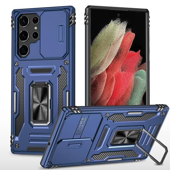 Ударостійкий чохол Camshield Army Ring для Samsung Galaxy S21 Ultra Синій / Navy