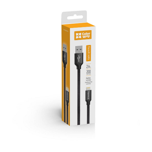 Кабель USB Lightning ColorWay CW-CBUL007-BK 2,4A 2м чорний | Зображення 1