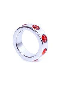 Эрекционное кольцо металлическое Metal Cock Ring with Red Diamonds Small sexstyle