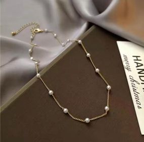 Підвіска з перлами, ланцюжок з перлинками, кулон, ланцюжок, чокер, кольє з перлинами