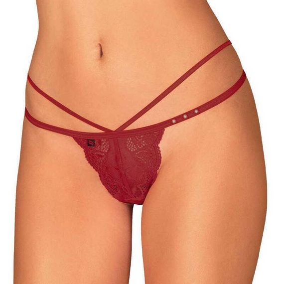 Трусики мереживні стрінги Obsessive Ivetta, червоний, L/XL Sex Aura