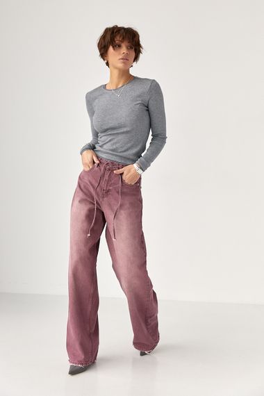 Однотонний лонгслів із сітчастою окантовкою - сірий цвет, XL (є розміри) | Зображення 2