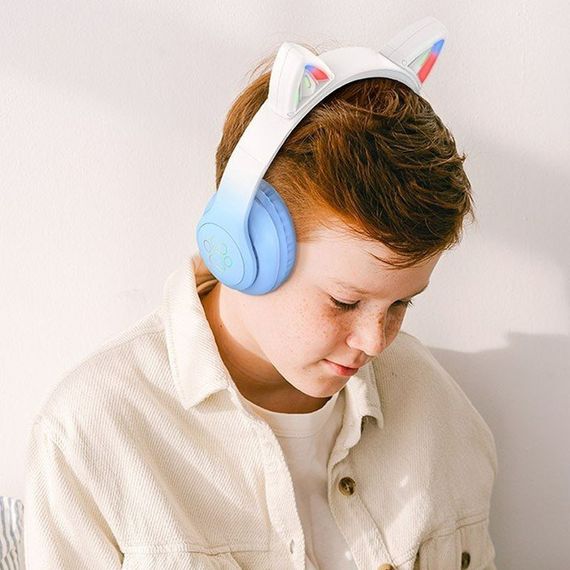 Накладные беспроводные наушники Hoco W42 Cat Crystal Blue | Зображення 2